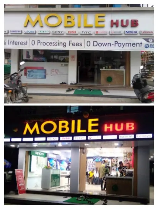 Acrylic led mobile shop Board 